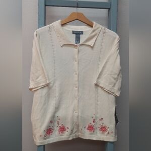 Koret creamy white button up sweater nwt